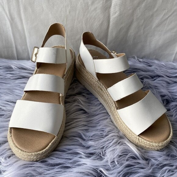 DrScholl's Once Twice Platform Strappy Sandals Women Sz 8M White Faux Leather - Picture 16 of 16